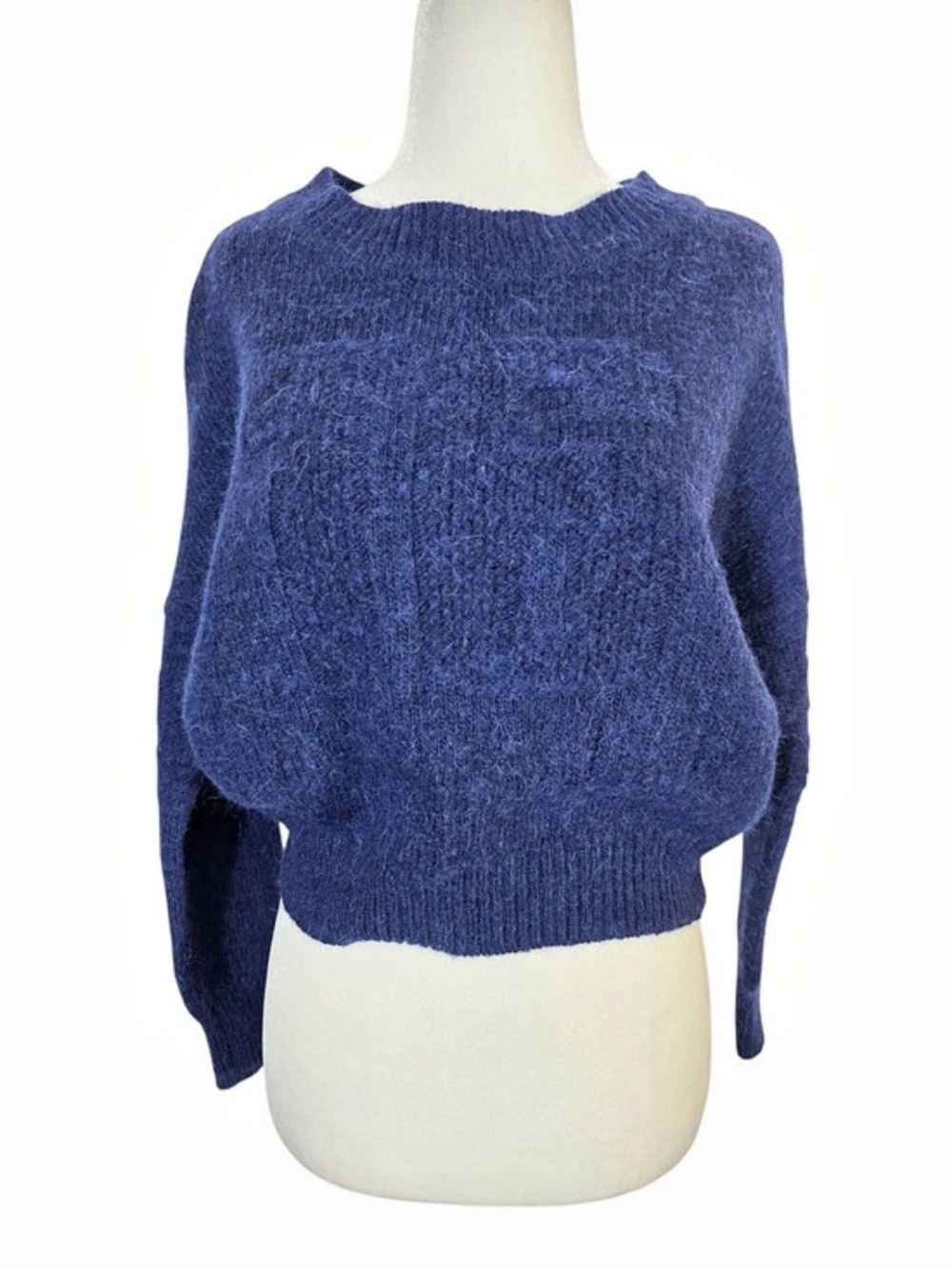 Lowry's Farm Japanese Brand Knit Wool & Alpaca Blend Cropped Crewneck Pullover